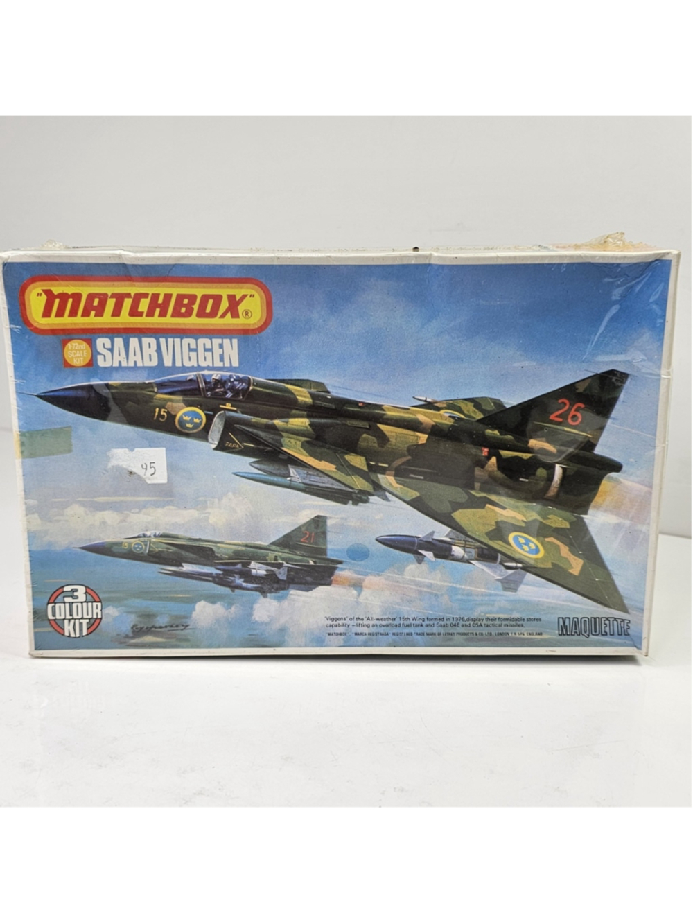 SEALED 1976 Matchbox PK-119 - SAAB Viggen model airplane - 1:72 NOS Lesney UK